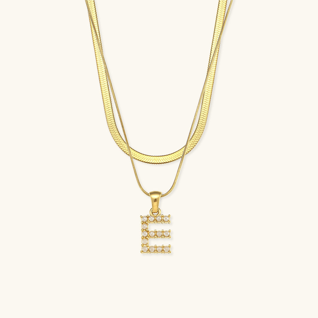 Opal Charm - LayeRed Gold Initial Necklace