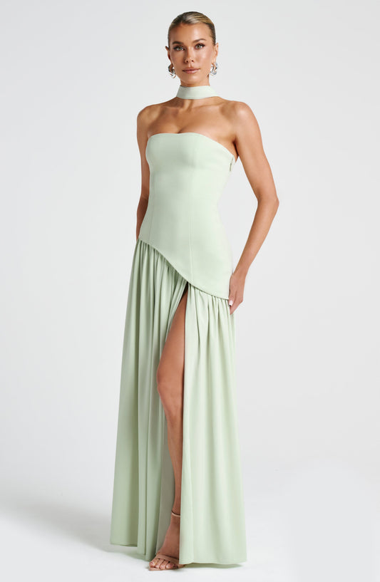| Sculpted Contrast Strapless Evening Dress