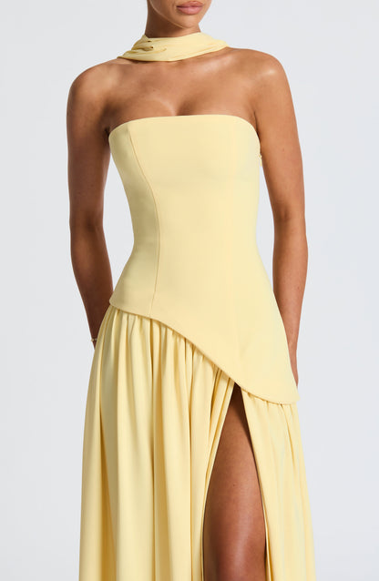| Sculpted Contrast Strapless Evening Dress