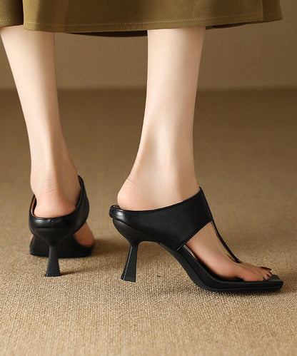 Elegant Fashion Green High Heel Flip Flops Faux Leather