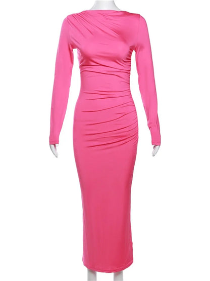 DressBetty - 2024 Spring Elegant O-neck Long Sleeve Bodycon Dress