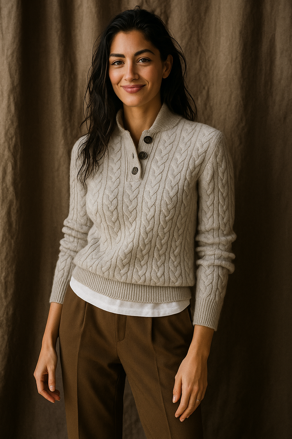 | Cashmere Button-Up Sweater
