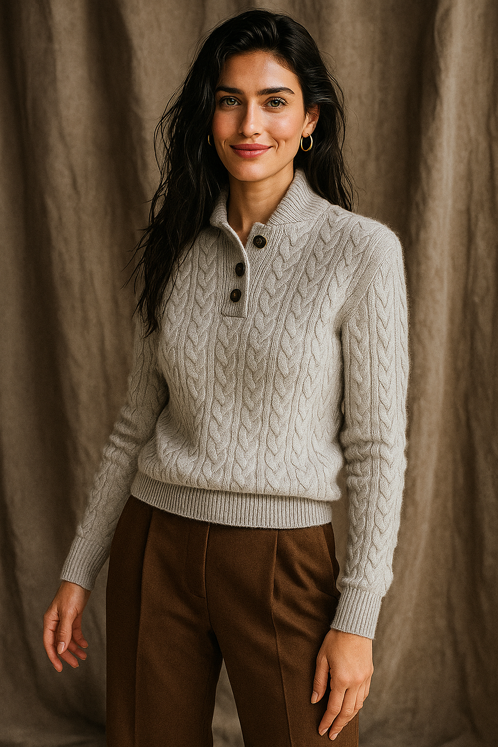| Cashmere Button-Up Sweater
