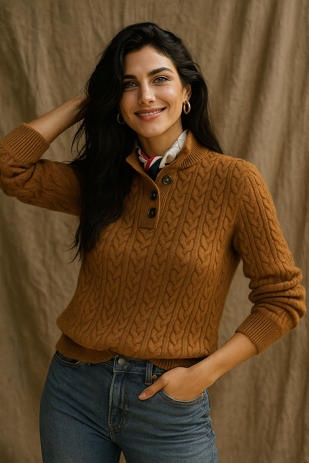 | Cashmere Button-Up Sweater