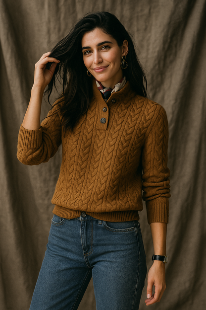 | Cashmere Button-Up Sweater