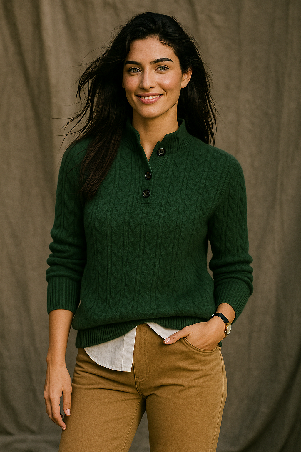 | Cashmere Button-Up Sweater