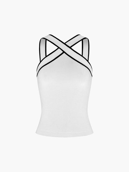 Elegant Cross Halter Top for Women – Breathable Stretch Fabric, Flattering Fit, Versatile Style, Lightweight Design