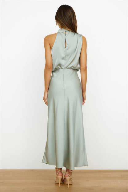 Elegant Midi Dress with Asymmetrical Neckline – Perfect for Special Occasions