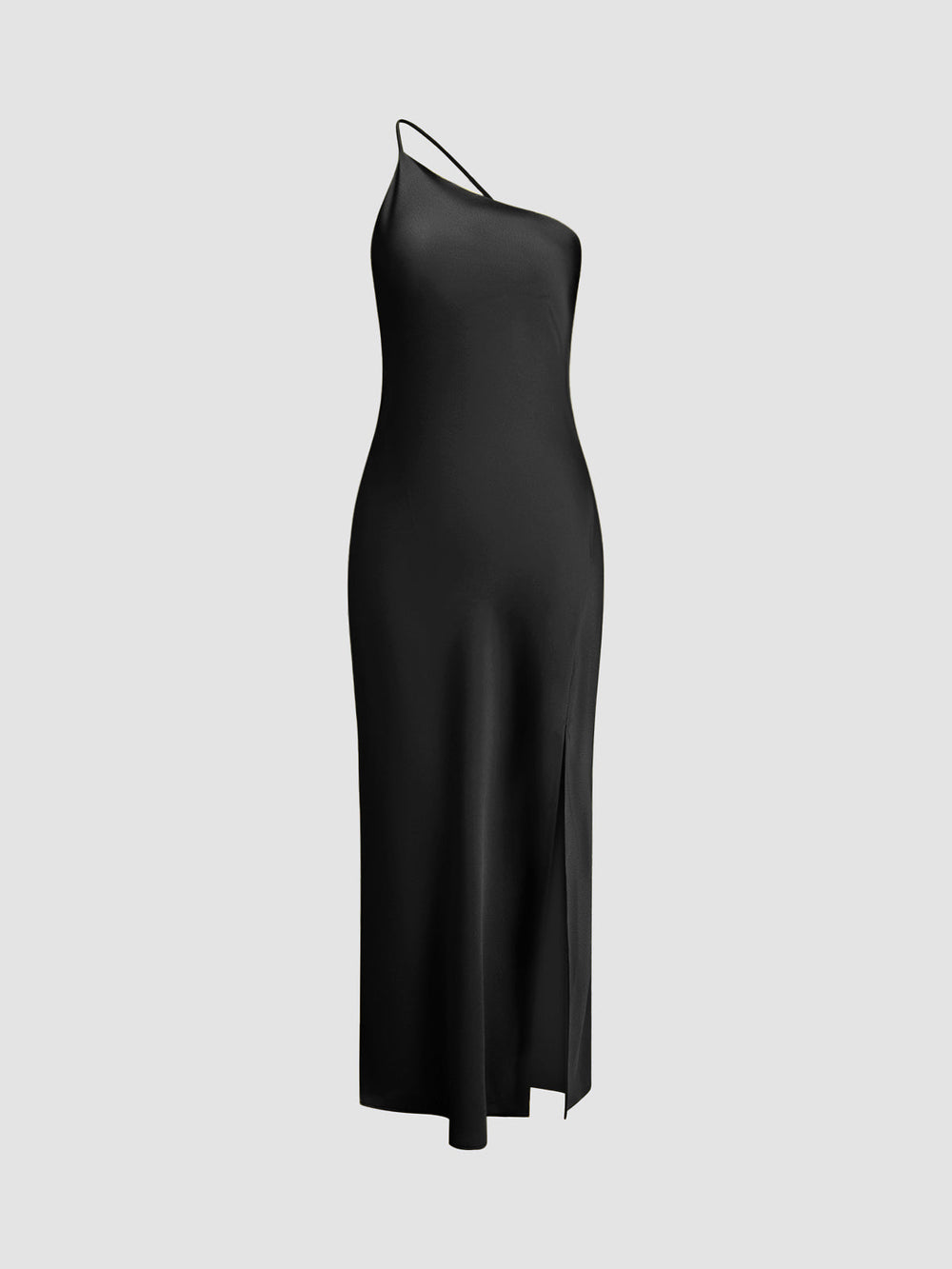 Elegant Open Back Satin Maxi Dress with Side Split – Long Sleeve Formal Dress for Women