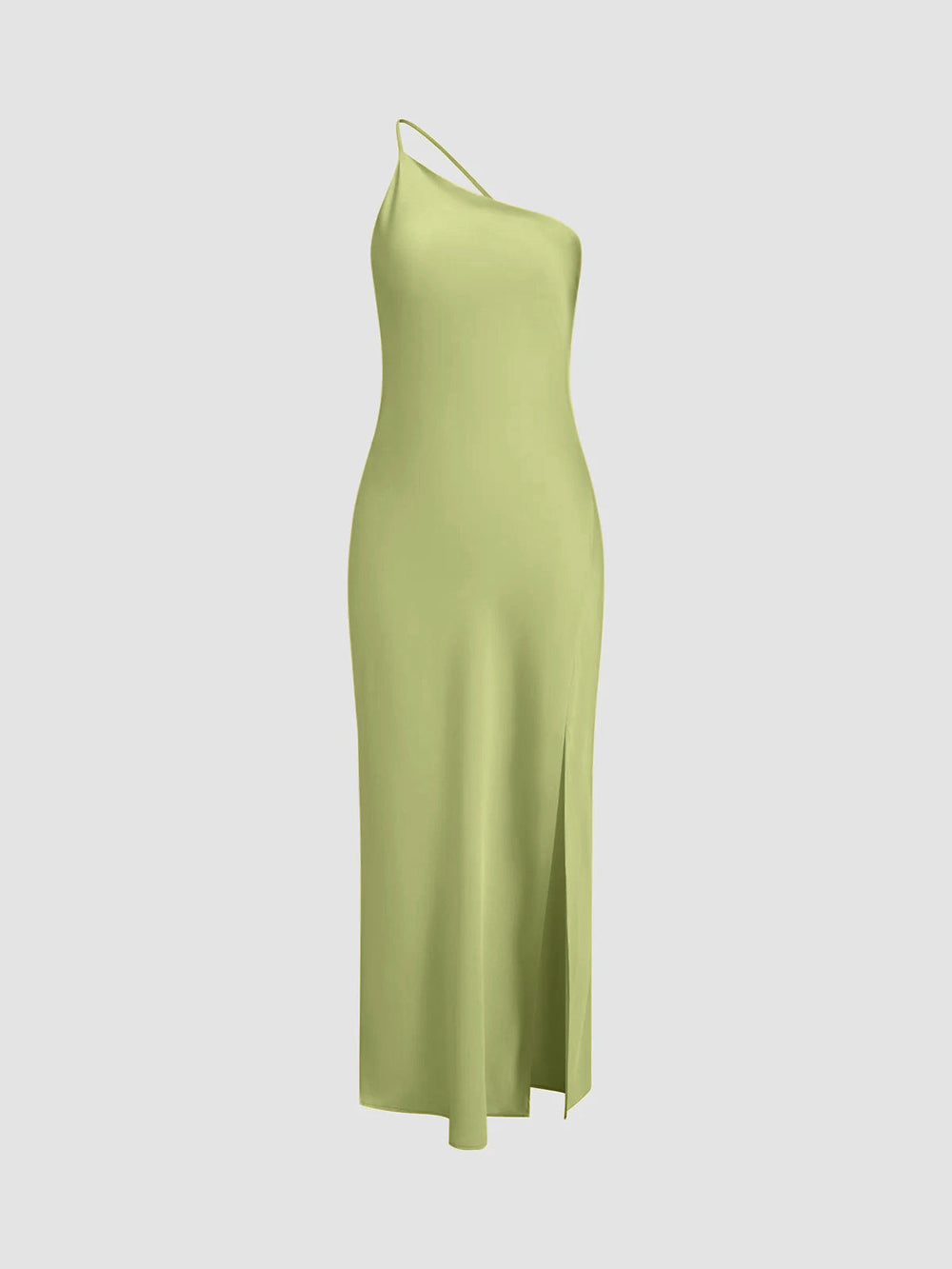 Elegant Open Back Satin Maxi Dress with Side Split – Long Sleeve Formal Dress for Women
