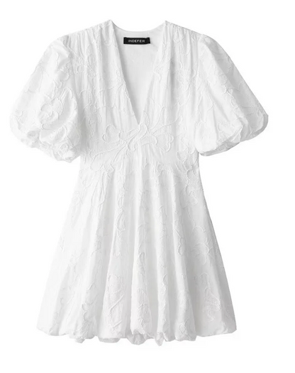Elegant White Dress with Embroidered Ruffles – Versatile Summer Fashion