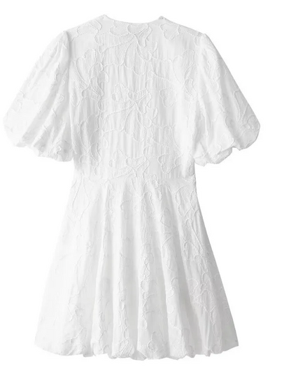 Elegant White Dress with Embroidered Ruffles – Versatile Summer Fashion