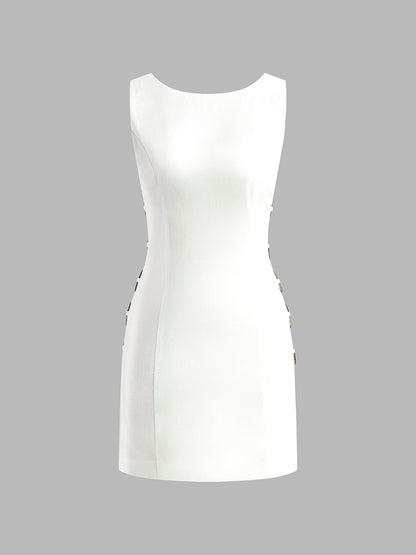 Elegant Women's Linen Cut-Out Summer Dress – Lightweight and Breathable Sleeveless Design for Warm Weather