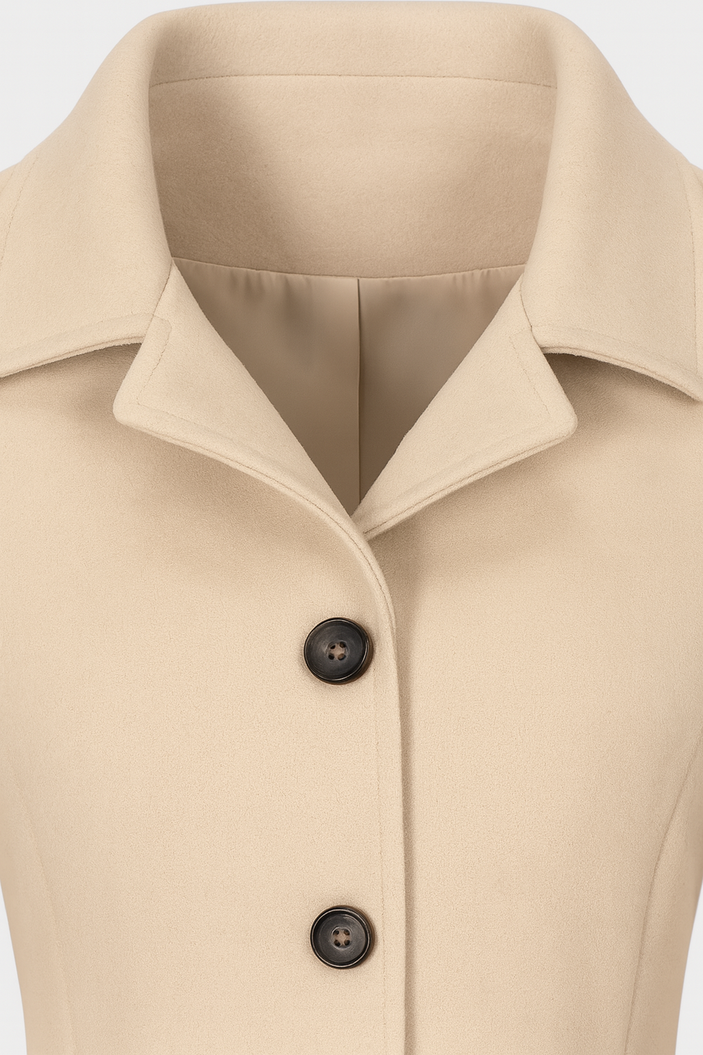 Belted Mid-Length Coat | Single-Breasted Button Front, Structured Collar