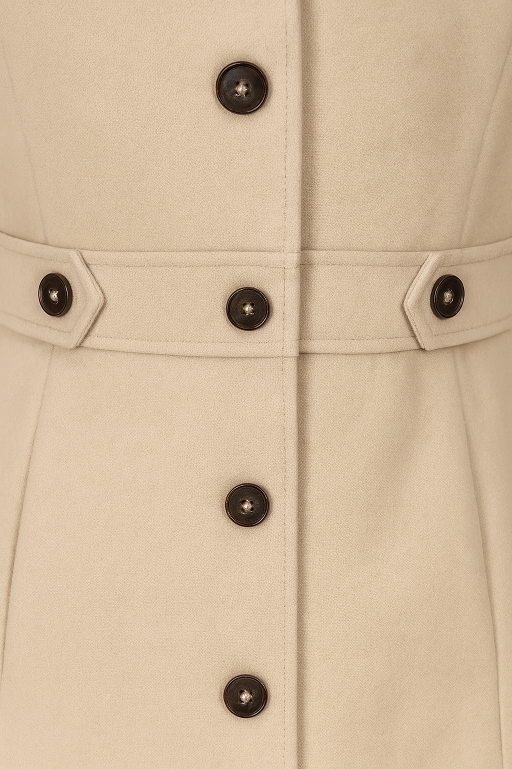 Belted Mid-Length Coat | Single-Breasted Button Front, Structured Collar