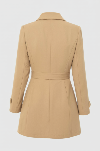 Mid-Length Single-Breasted Coat | Defined Waist | Button Front