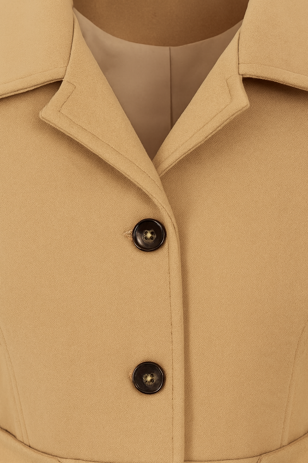 Mid-Length Single-Breasted Coat | Defined Waist | Button Front