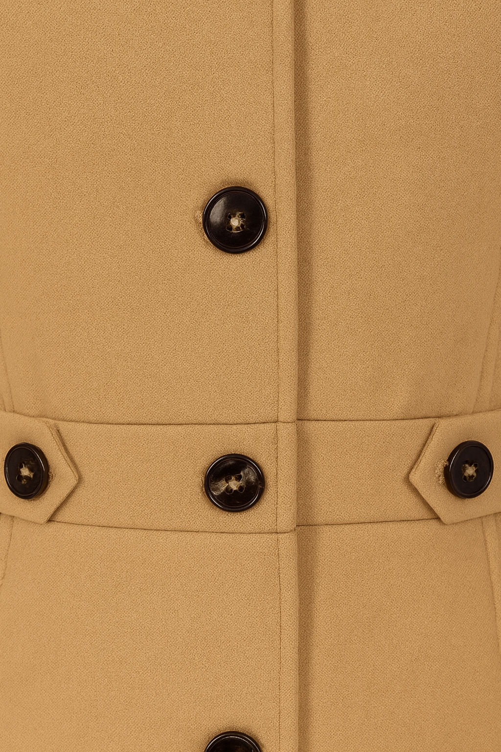 Mid-Length Single-Breasted Coat | Defined Waist | Button Front