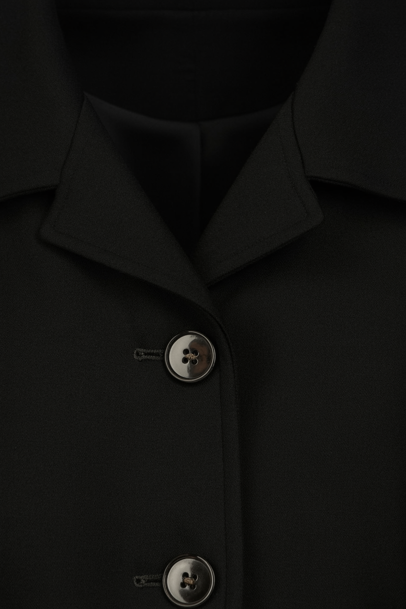 Belted Mid-Length Coat | Gold-Tone Buttons, Notched Lapel, Slim Fit