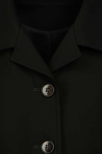 Belted Mid-Length Coat | Gold-Tone Buttons, Notched Lapel, Slim Fit