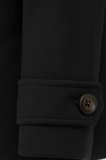 Belted Mid-Length Coat | Gold-Tone Buttons, Notched Lapel, Slim Fit