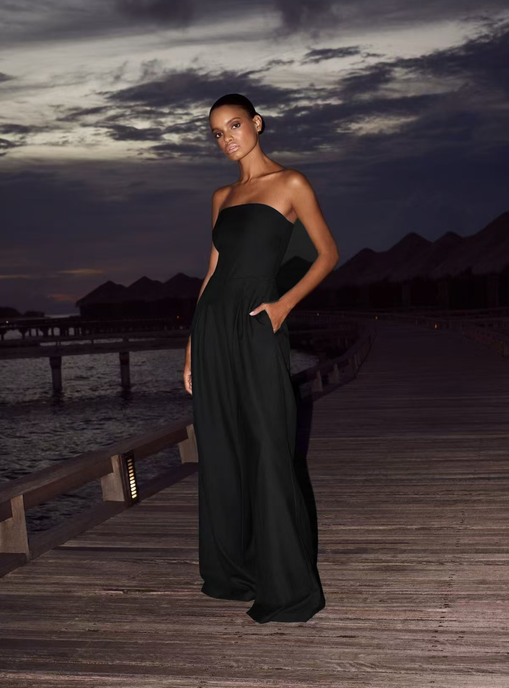 | Strapless Tailored Wide Leg Jumpsuit