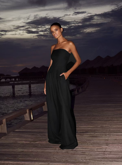 | Strapless Tailored Wide Leg Jumpsuit