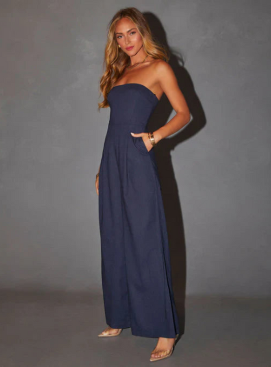 | Strapless Tailored Wide Leg Jumpsuit
