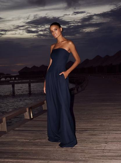 | Strapless Tailored Wide Leg Jumpsuit