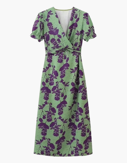 | Floral Wrap Design Midi Dress