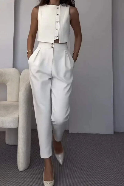 | Cropped vest and tapered trousers set