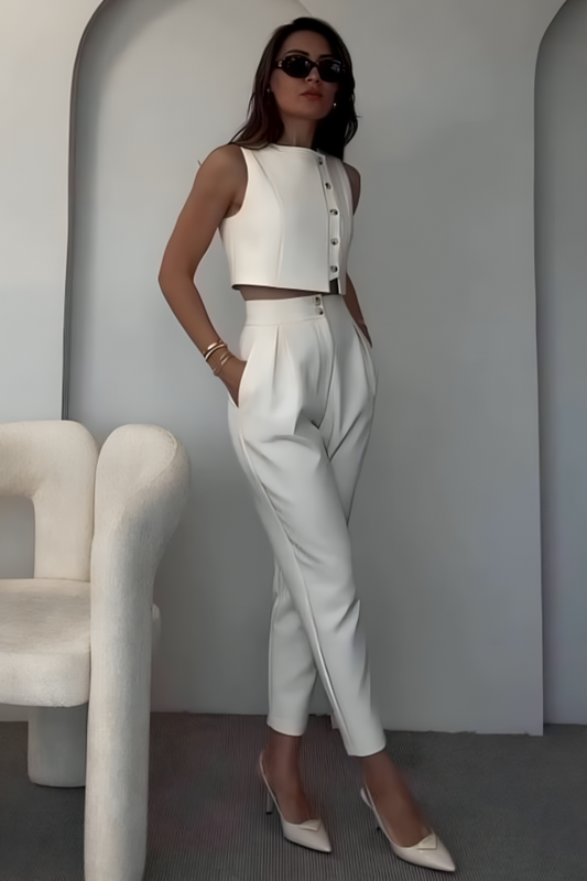 | Cropped vest and tapered trousers set