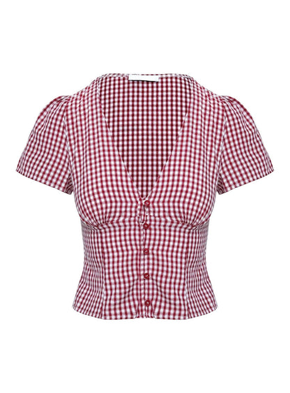 Honey Red Gingham Top