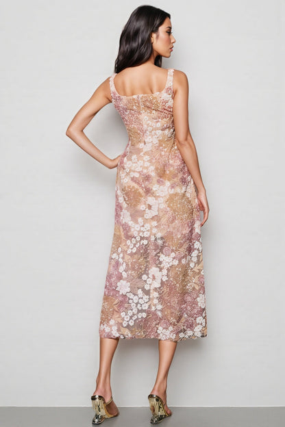 Gaeldriel Spaghetti Sequin Embroidered Midi Dress