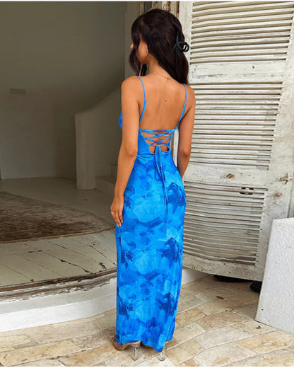 Delphine - Blue Floral Maxi Dress
