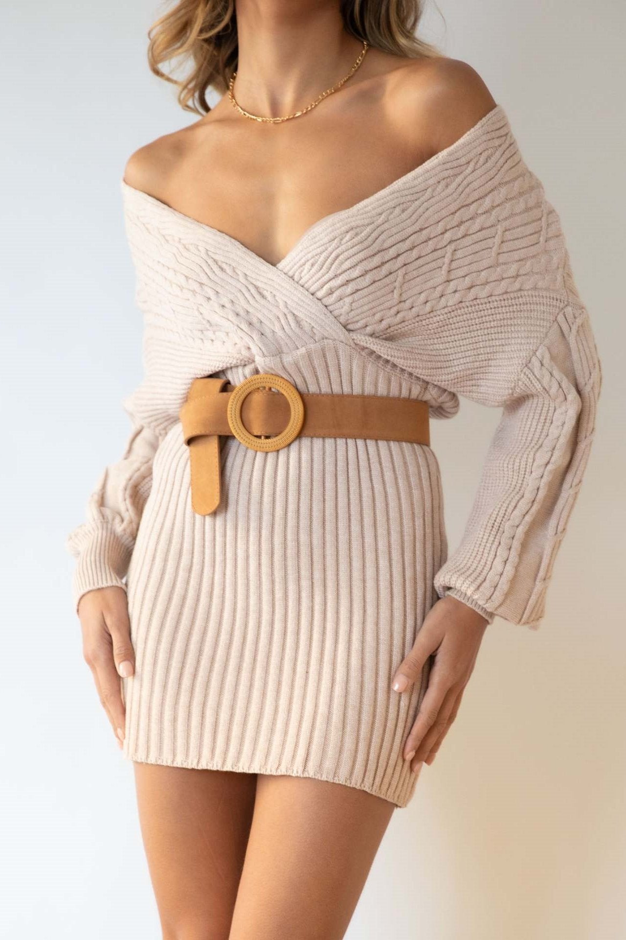 Eloise V-neck Knit Mini Dress