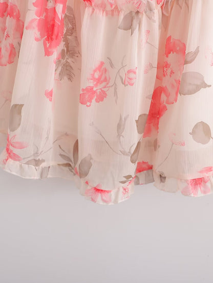 Autumn Floral Print Ruffle Sleeve Mini Dress – Girly Fairy Gas Dress