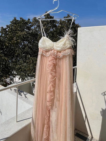 Glimmering Tulle Fairycore Sequin Maxi Dress – Dreamy Resort Gown
