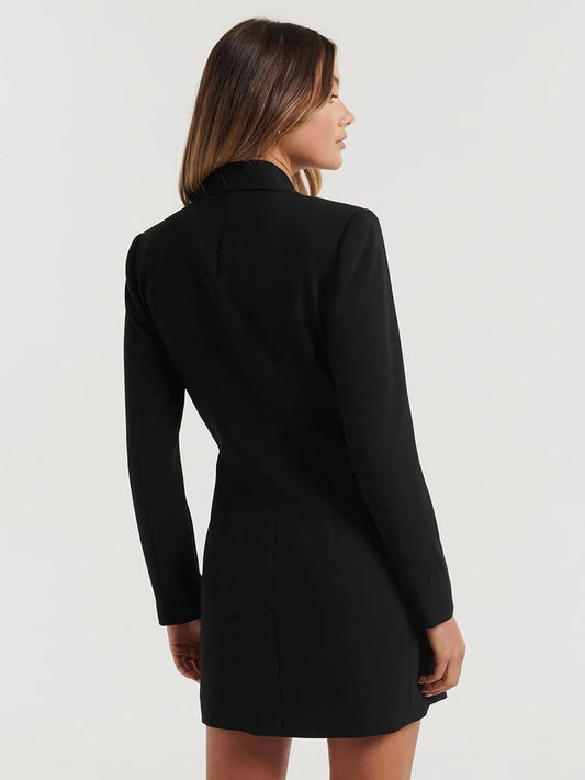 BlazerJacket For Women Turndown Collar Long Sleeves Mini Dresses