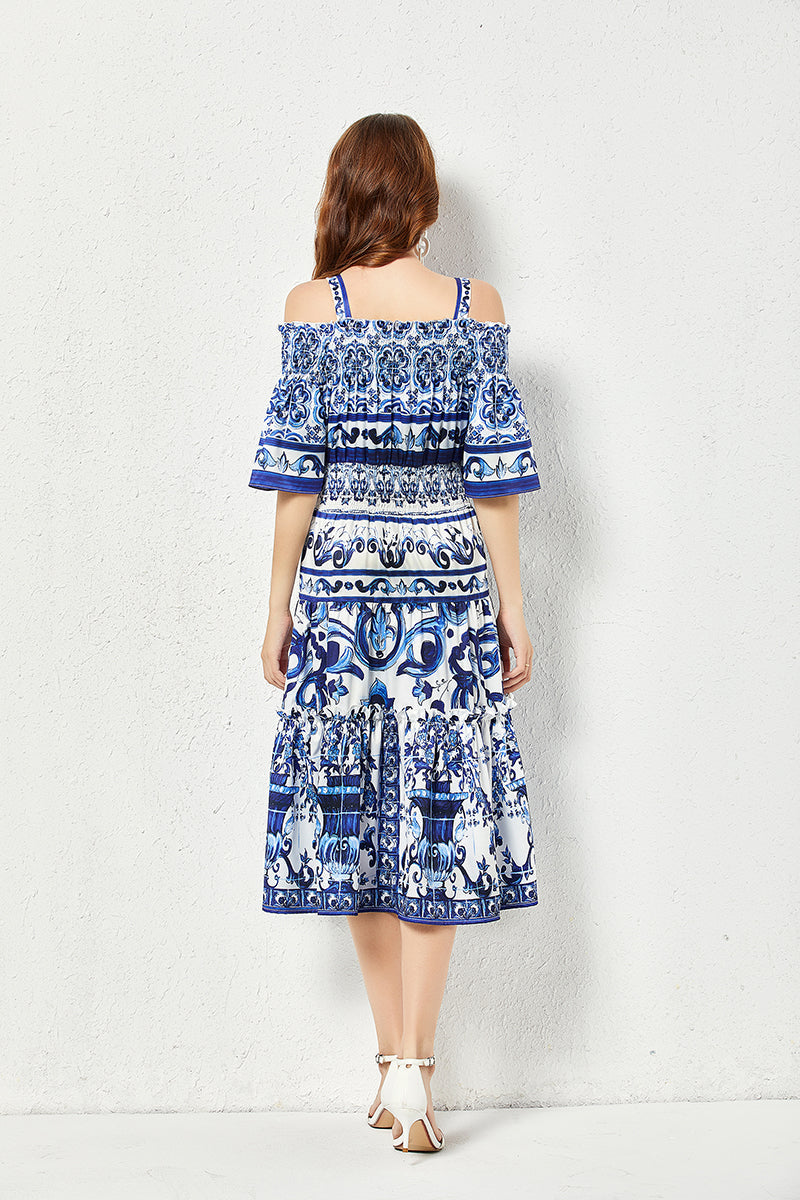Women’s Floral Print A-Line Midi Dress – Perfect for Summer