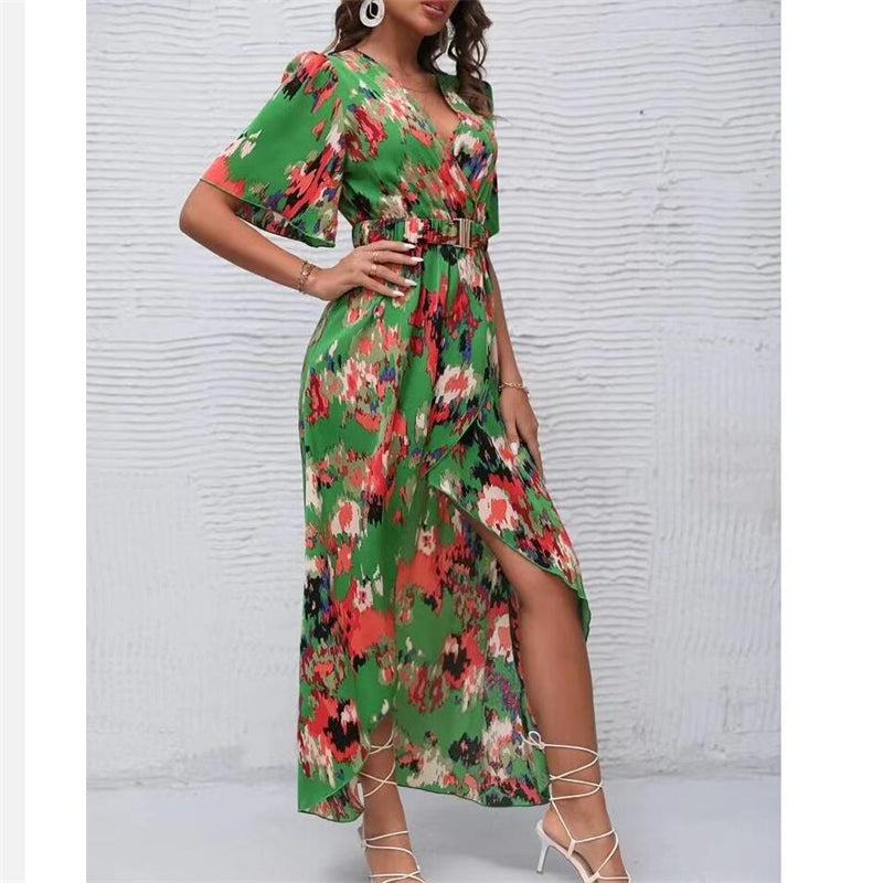 Bohemian V-Neck Maxi Dress for Beach and Casual Wear