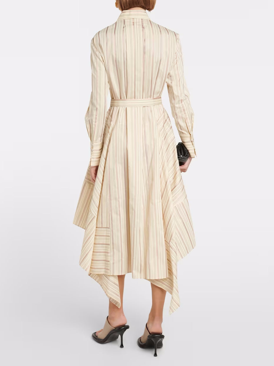 Shirt Dresses Button Up Belted Irregular Daily Casual Midi Dress