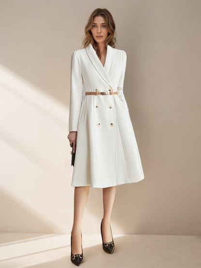 Blazer Dresses Turndown Collar Clothes Sash Long Sleeves Women's Clothing Midi Dress