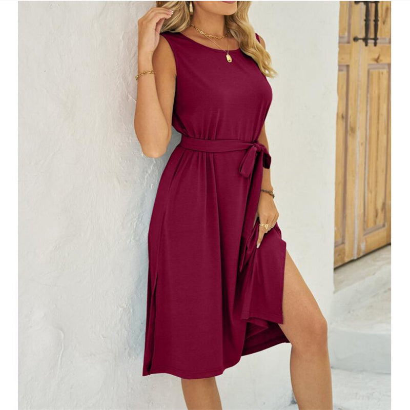 Summer Split Sleeveless Mini Dress in Multiple Colors