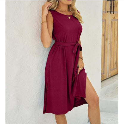 Summer Split Sleeveless Mini Dress in Multiple Colors