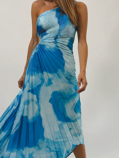 Ocean Breeze-One Shoulder Dress