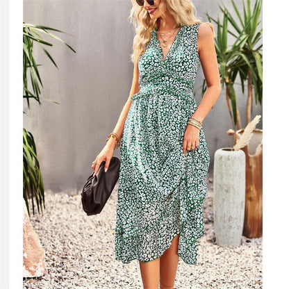 Floral Print V-Neck Sleeveless Maxi Dress in Various Colors