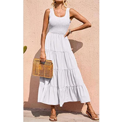 Solid Color Sleeveless Sling Swing Maxi Dress for Women