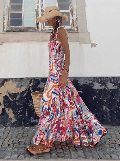 Rylee Strappy Printed Maxi Dress - Pink