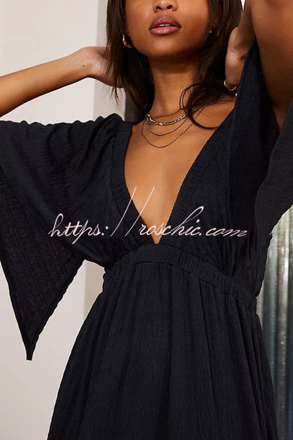 Sexy Backless V-neck Elastic Band Maxi Dress